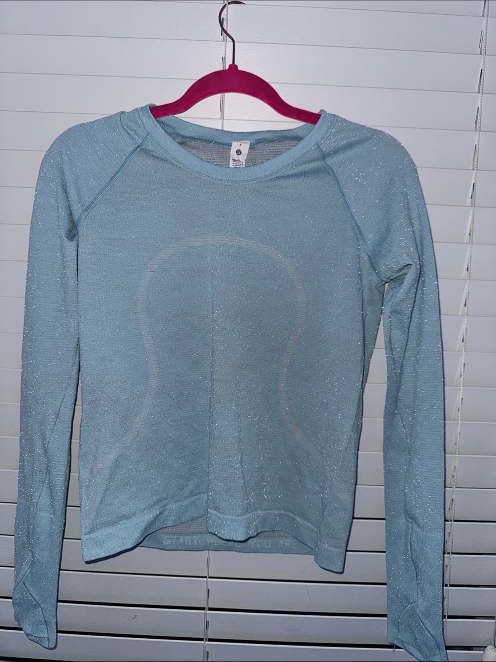 lululemon athletica Light Blue Long Sleeve Shimmer Top